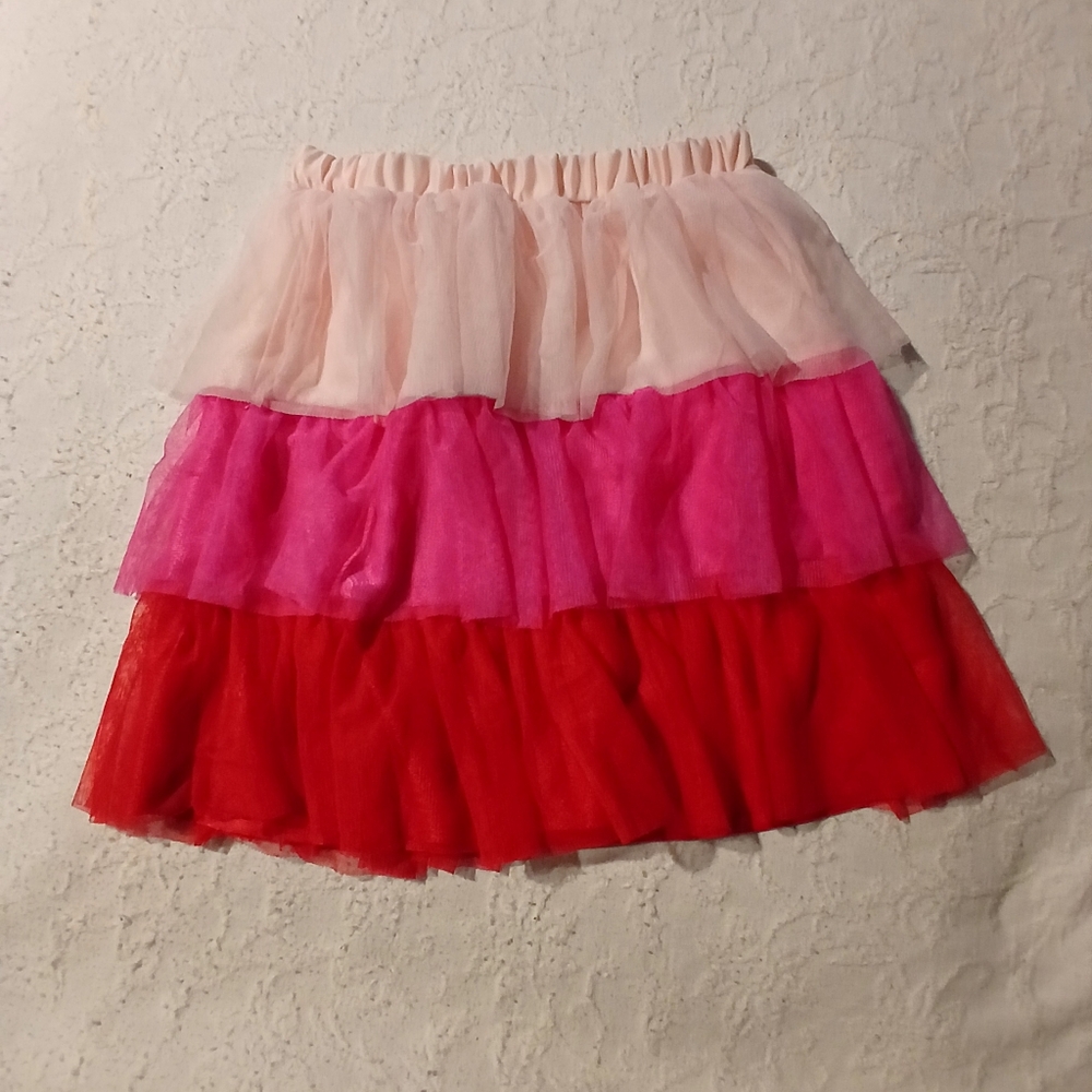 Wonder Nation Pink and Red Layered Mini Skirt - Size L (10/12)
